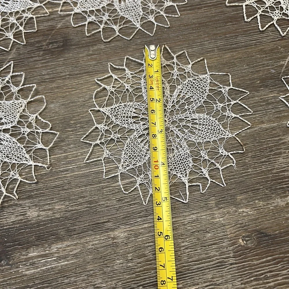 Antique Lot of 18 Handmade Round Doilies Table Top Doily Crochet Lace Cottage